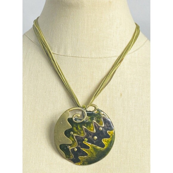Gold Tone Statement Necklace Multi Strand Scroll Design 19” - Picture 1 of 4